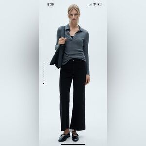 Mango Wide Leg Black Jeans size 6 (38)